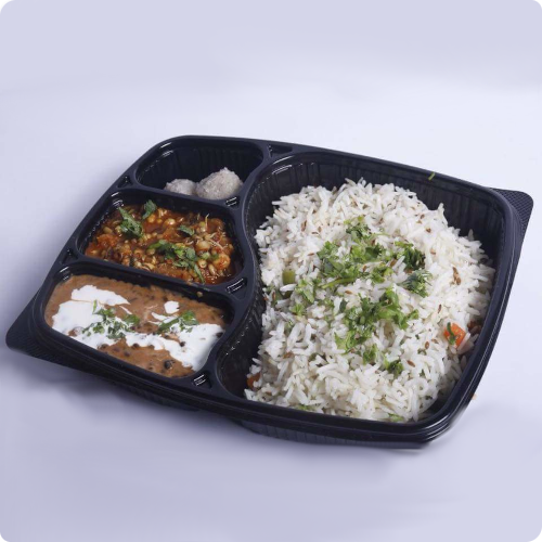 4 compartment meal tray with lid pack of 25pcs